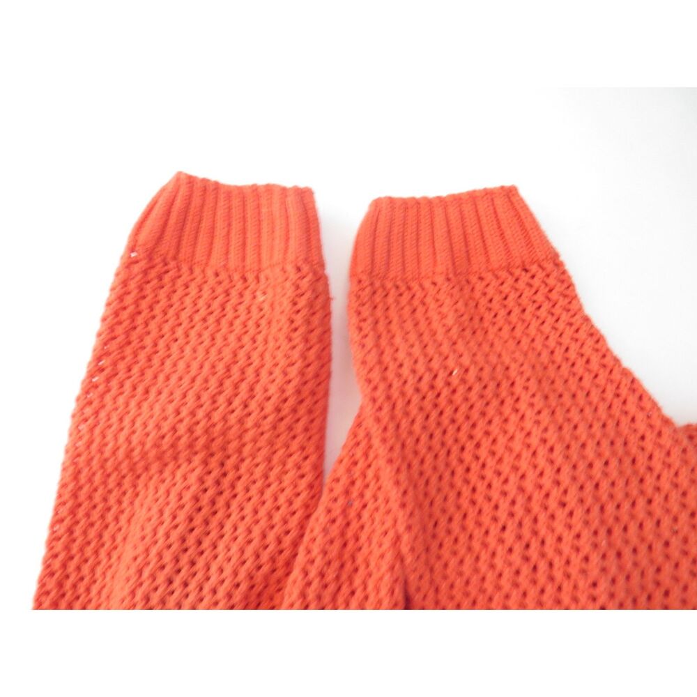Coldwater Creek Women's Crochet Knit hoodie Cotton Boho Orange L EUC - Picture 5 of 6